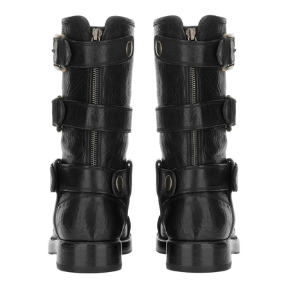 Black leather boots with straps - Image 3