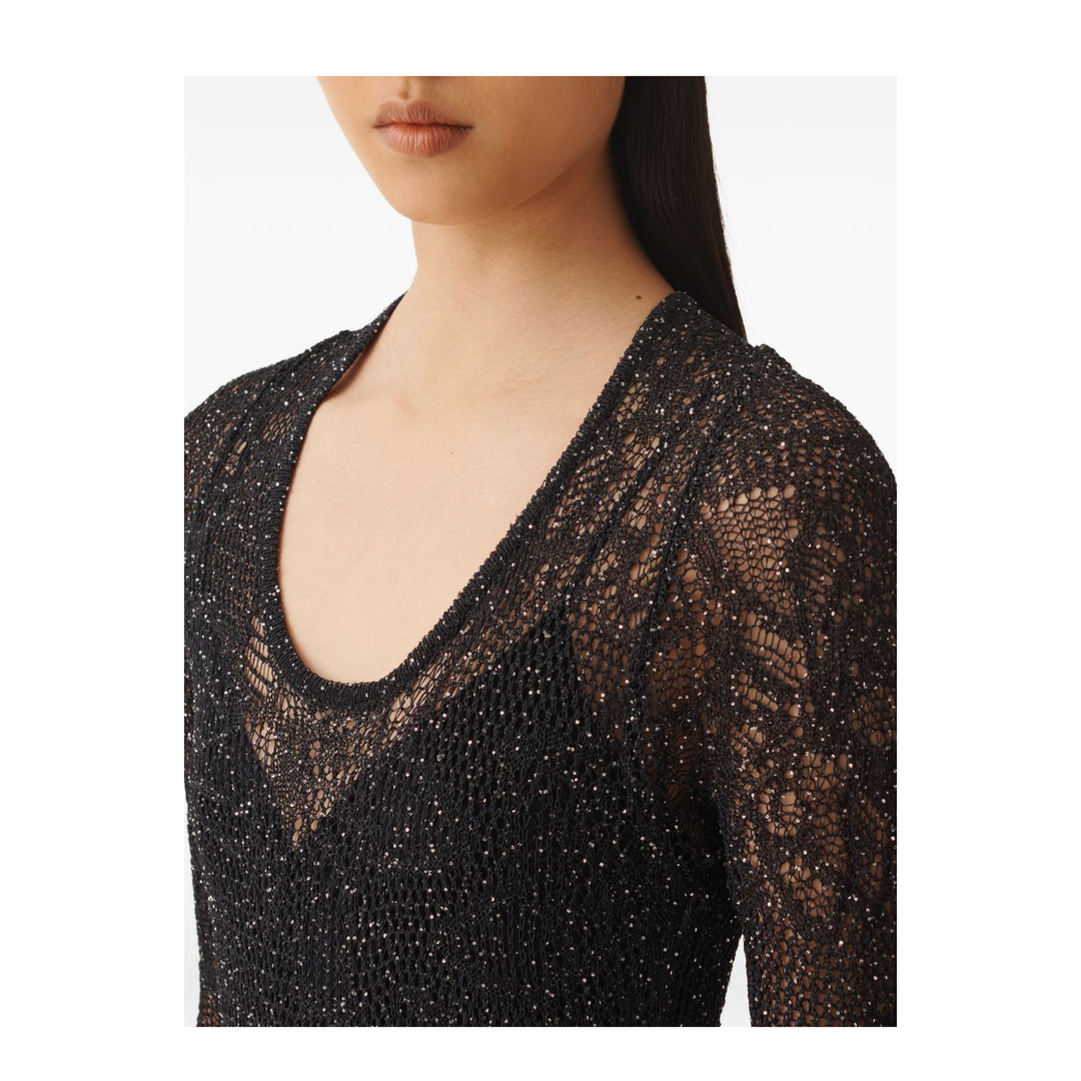 Lace Dress Maxi Length Scoop Neckline In Blue - Image 2