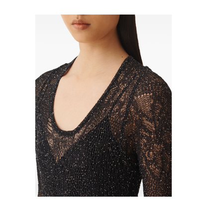Lace Dress Maxi Length Scoop Neckline In Blue - Image 2