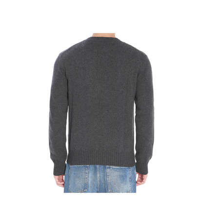 Grey Crew-Neck Sweater with Ribbed Trims - Image 4