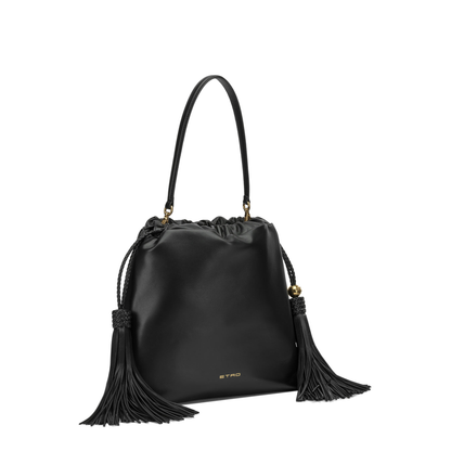 Kalispera Medium Lambskin Bucket Bag - Black - Image 2