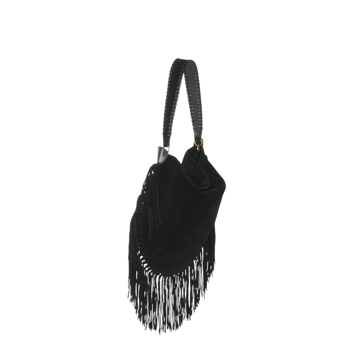 Fringe Square Basket Calfskin Bag - Black - Image 4