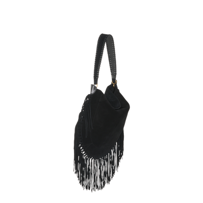 Fringe Square Basket Calfskin Bag - Black - Image 4