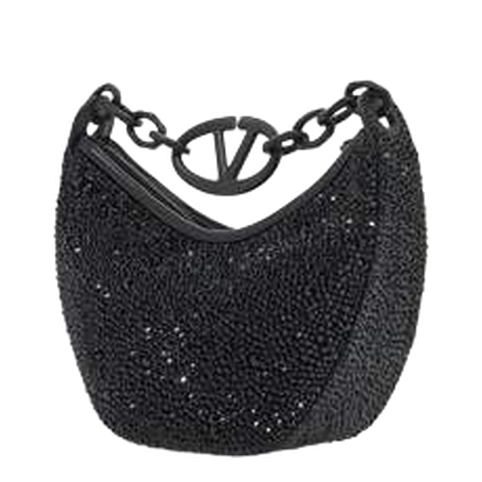 Embellished Leather Hobo VLogo Moon Handbag - Image 4