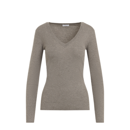 Ribbed V-Neck Sweater - Image 2