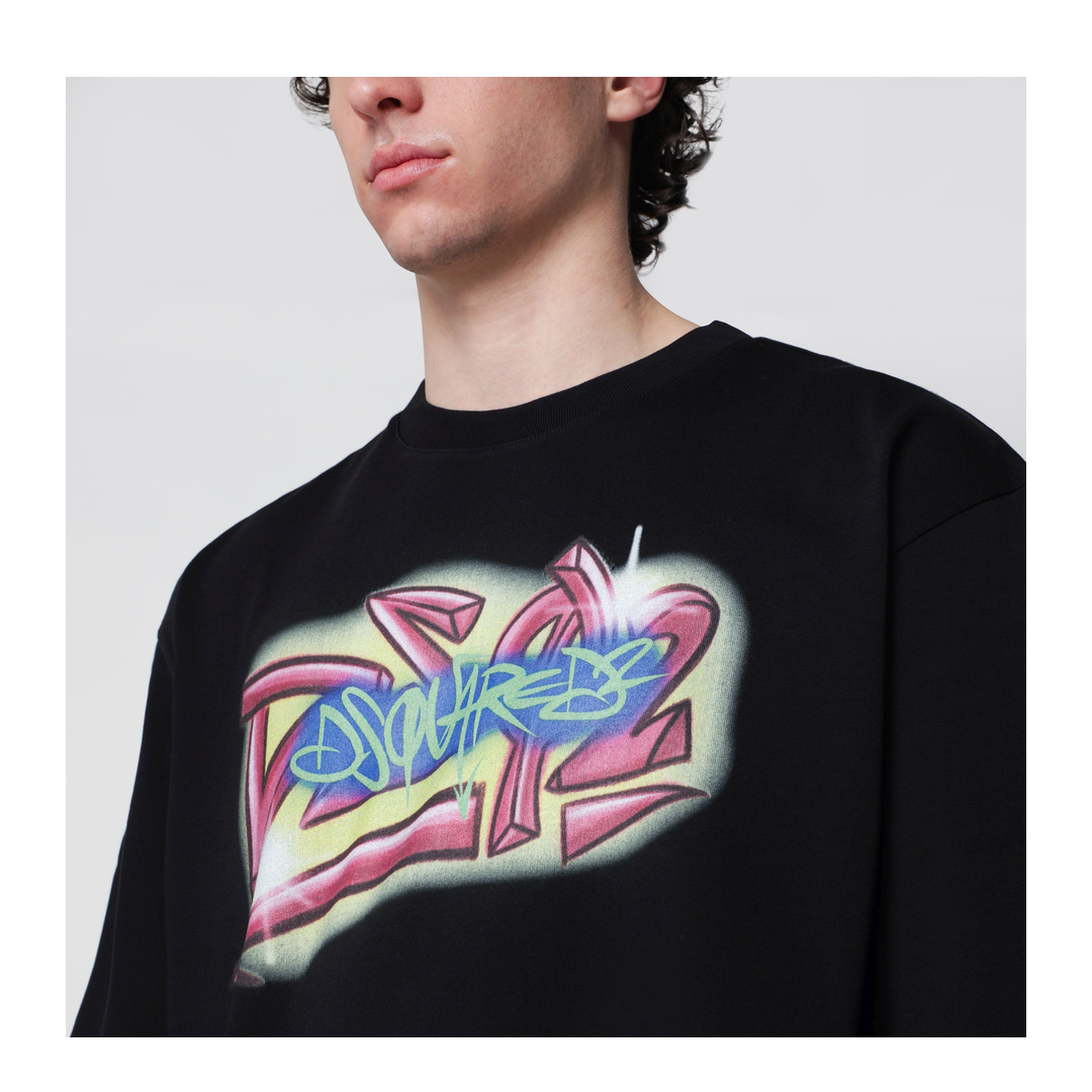 Rebel Tags Loose-Fit Cotton T-Shirt in Black - Image 2