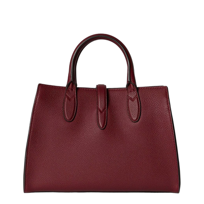 Softbit Medium Leather Top Handle Bag - Burgundy - Image 3