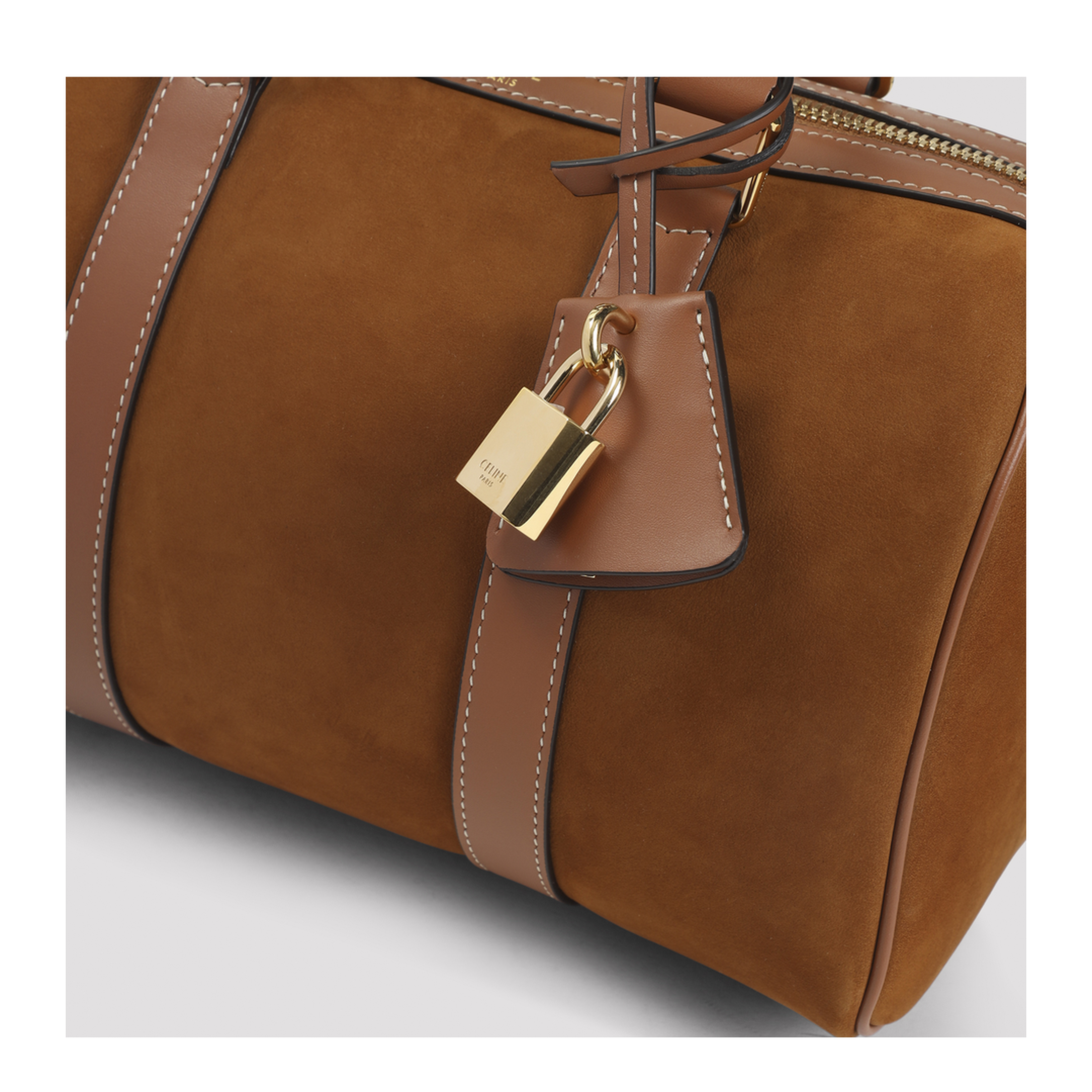 Medium Boston Nubuck Calfskin Handbag Brown - Image 5