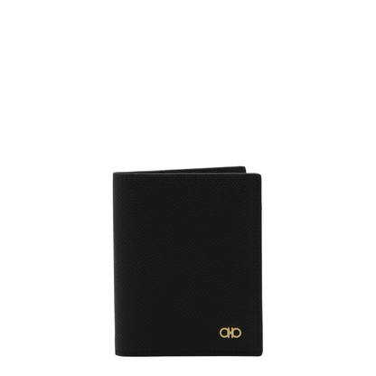Gancini Credit Card Holder Calfskin Leather - Black - Image 4