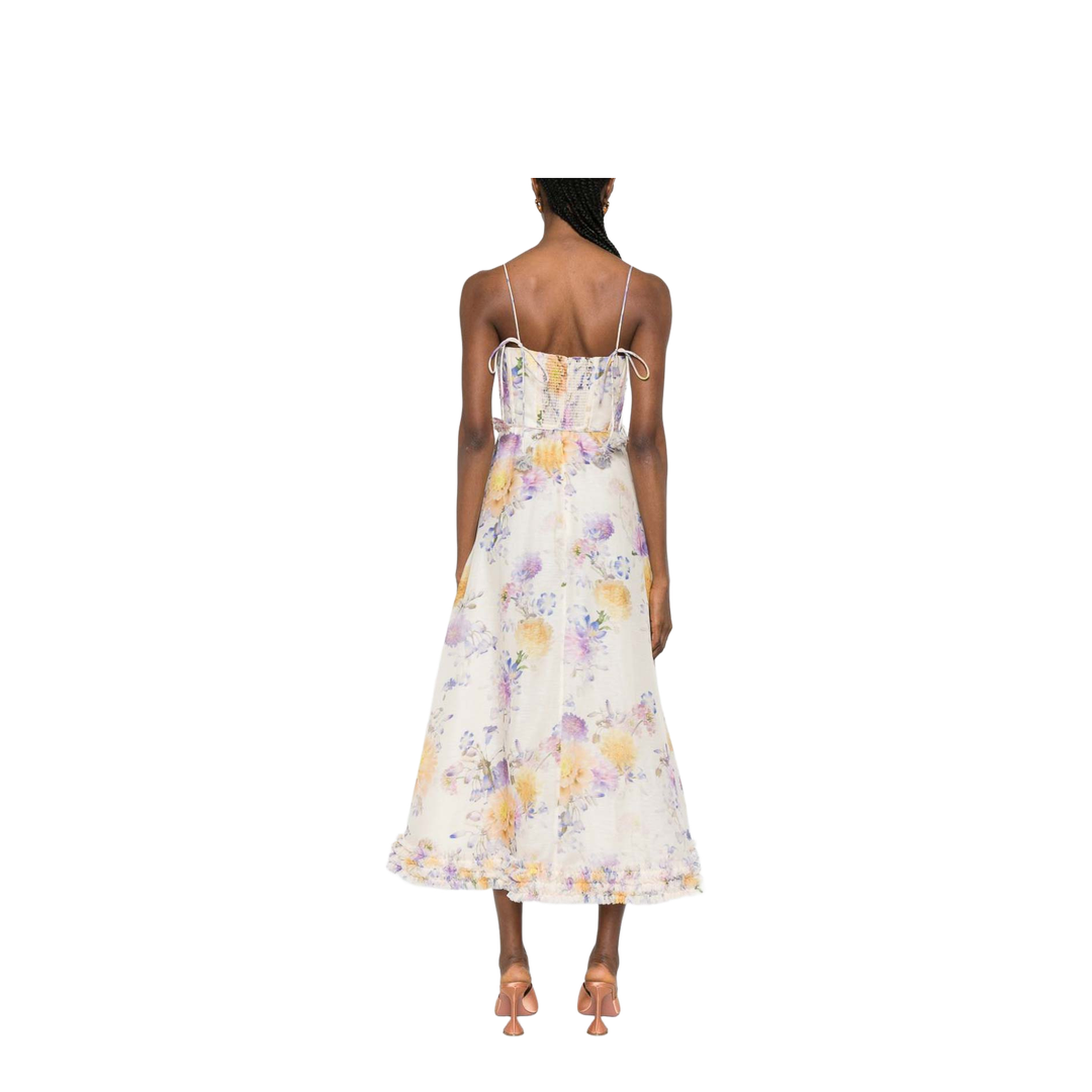 Midi Dress With Flower Print - Image 4