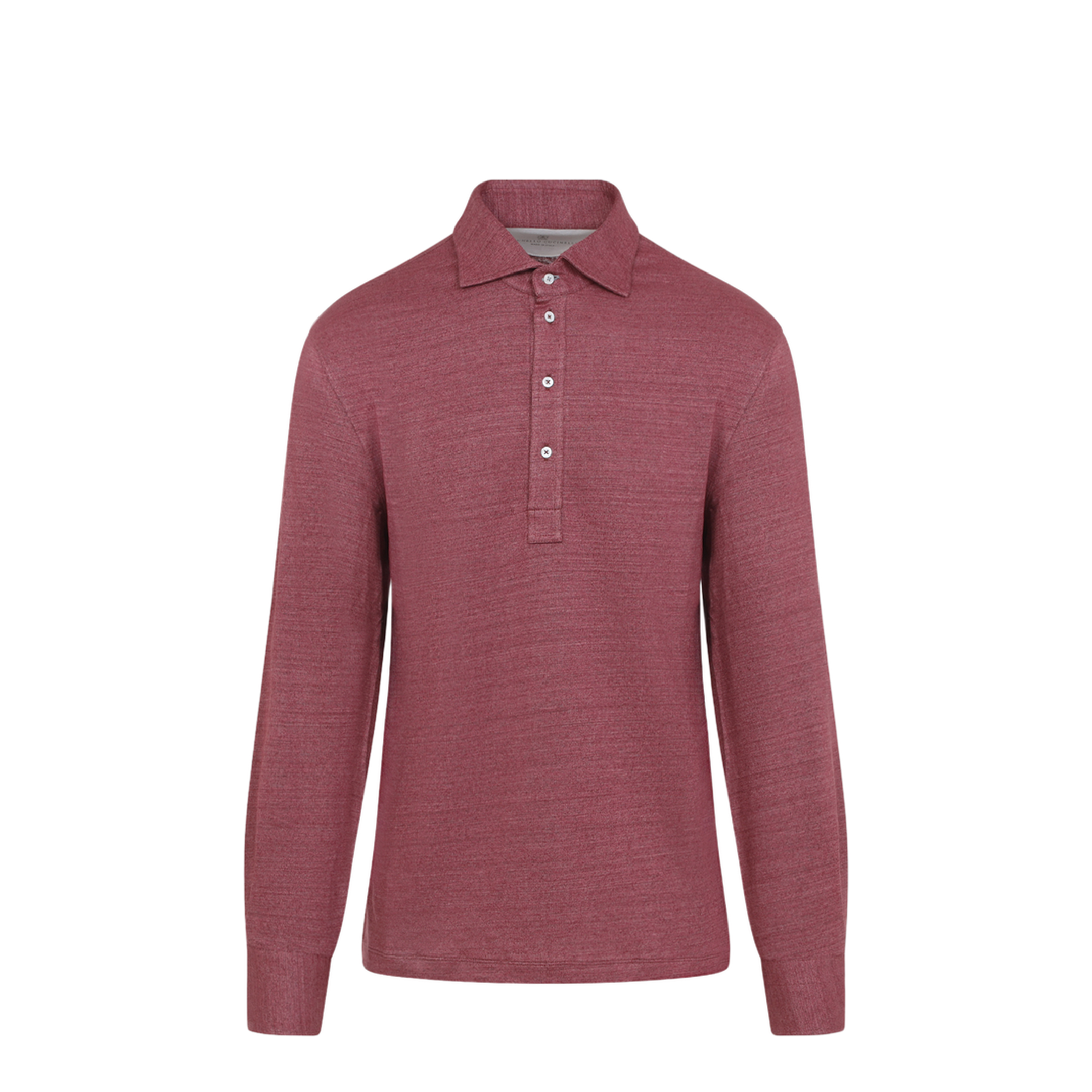 Long-sleeve Polo in Mélange Linen and Cotton Jersey - Image 3