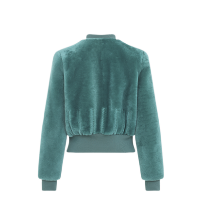 Cropped Shearling Bomber Jacket - Image 4