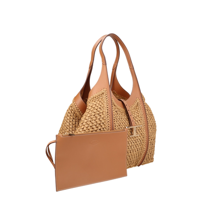 Timeless Shopping Bag In Raffia And Leather Medium - Image 2