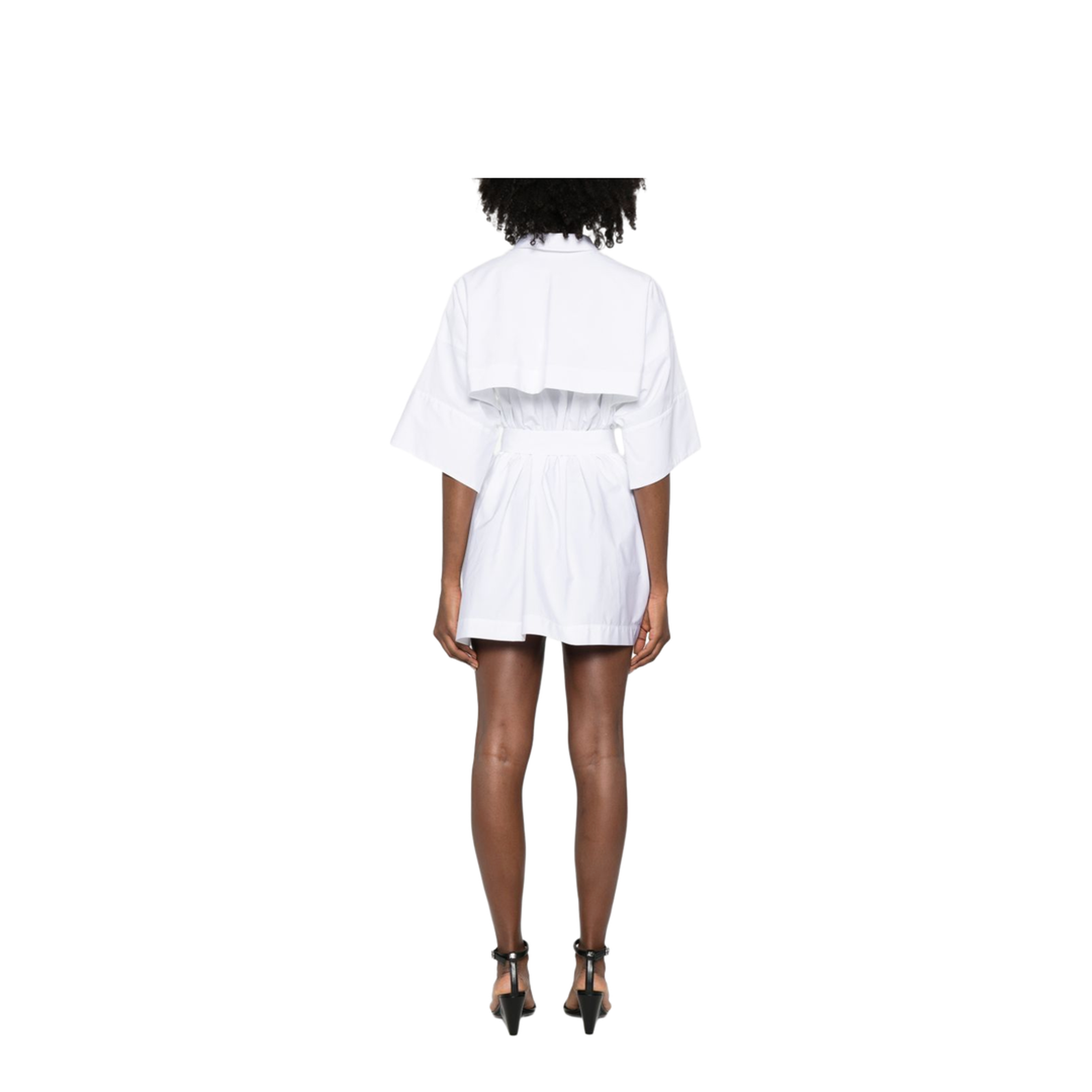 Mini Chemisier Dress in White Poplin - Image 4