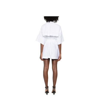 Mini Chemisier Dress in White Poplin - Image 4