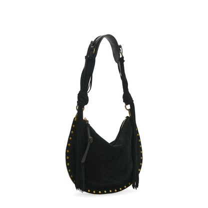 Oskan Soft Zip Suede Calfskin Shoulder Bag - Black - Image 5