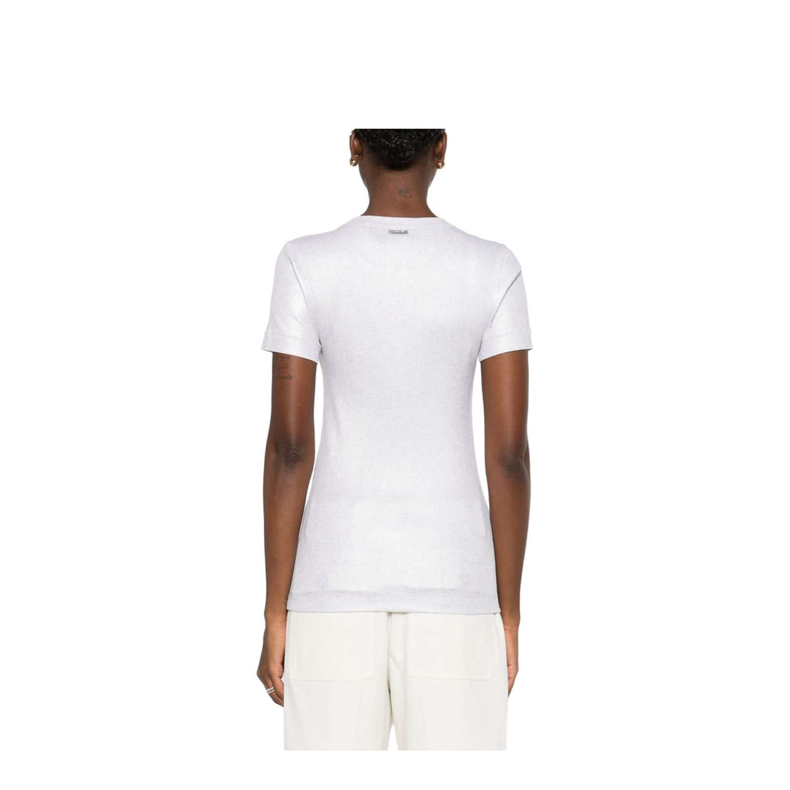 Cotton Blend Ribbed Texture Round Neck Short Sleeves - Image 2