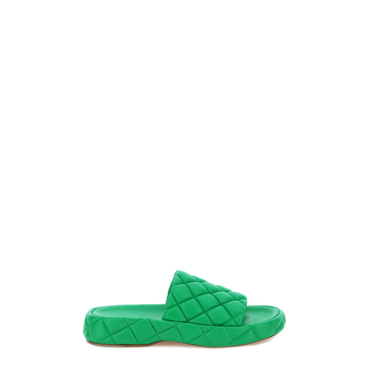 Grass Green Leather Padded Sandals - Image 1