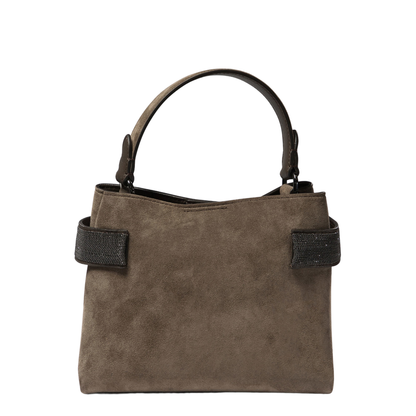 Suede Handbag Dark Brown - Image 3
