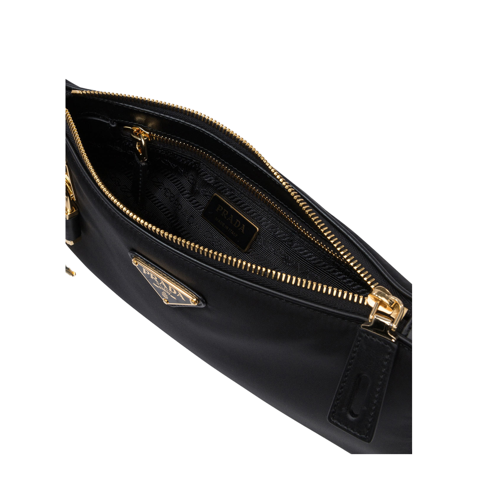 Small Re-Nylon and Leather Shoulder Bag with Lock - Image 5