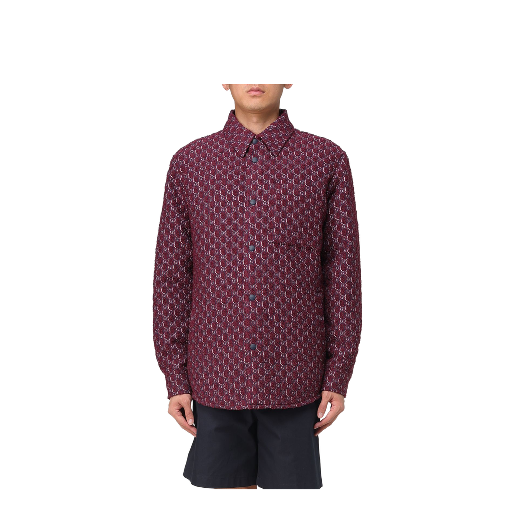 Burgundy Bouclé Padded Shirt - Image 1