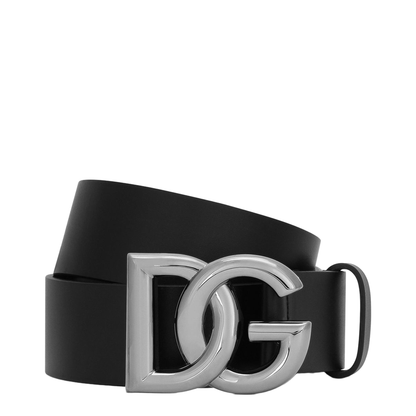 Leather Belt with Logo Buckle - Image 1