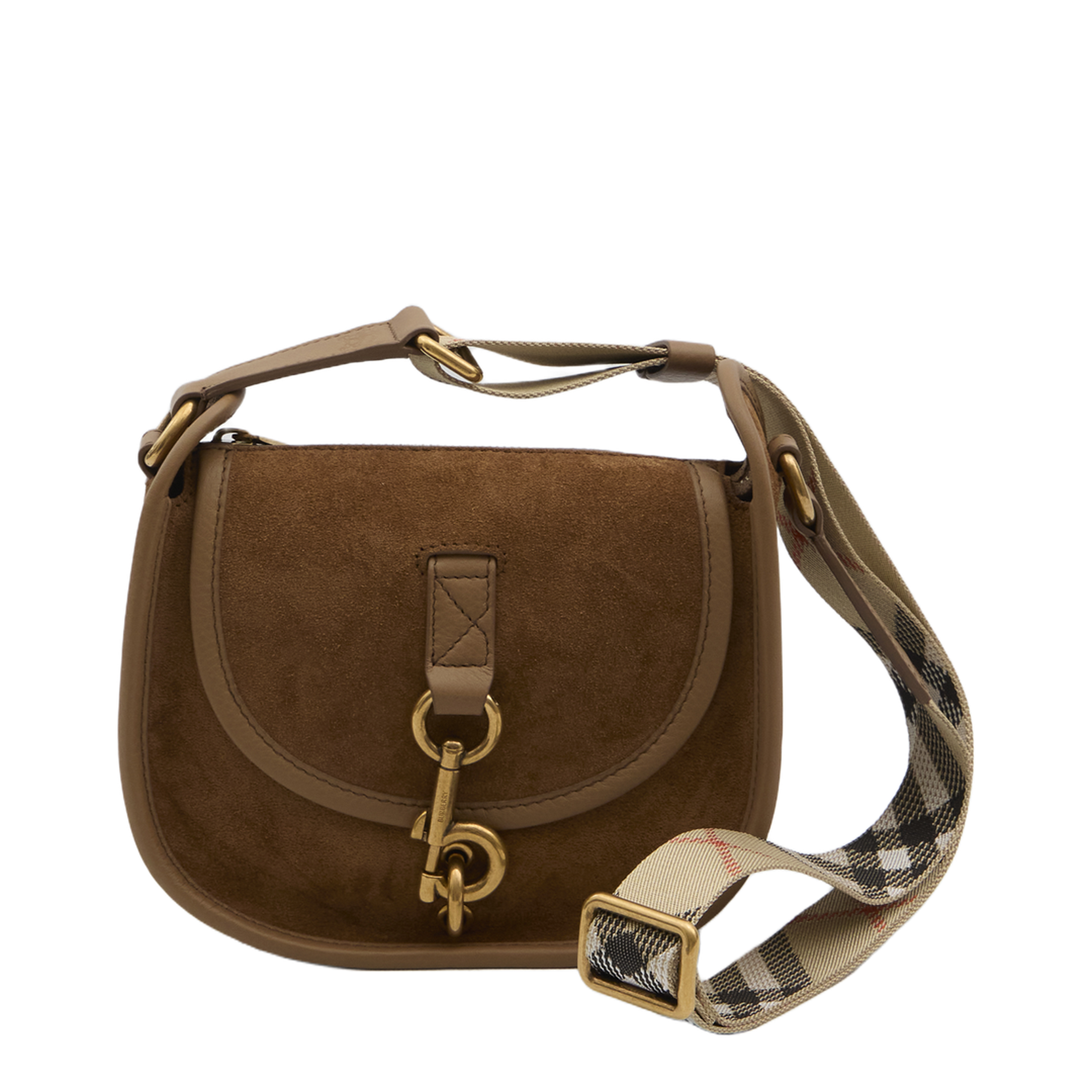 Mini B Clip Suede Messenger Bag - Hazel Brown - Image 1
