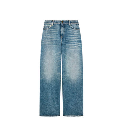 Stone-Washed Light Blue Denim Boyfriend Jeans - Image 1
