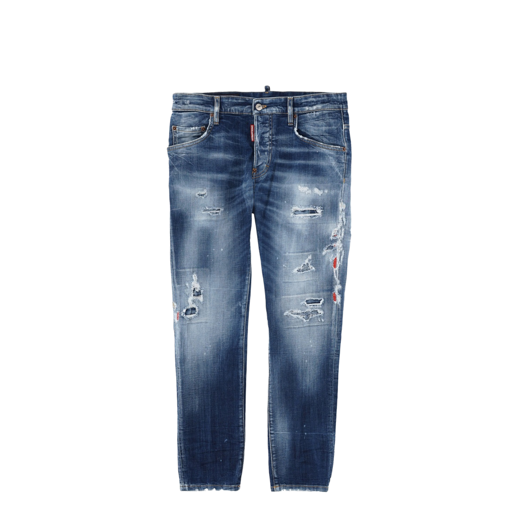 Skater Jeans in Medium Blue with Destroyed Details - Image 1