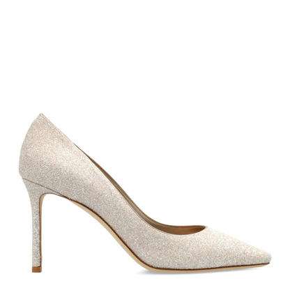Champagne Coarse Glitter Fabric Pumps - Image 1
