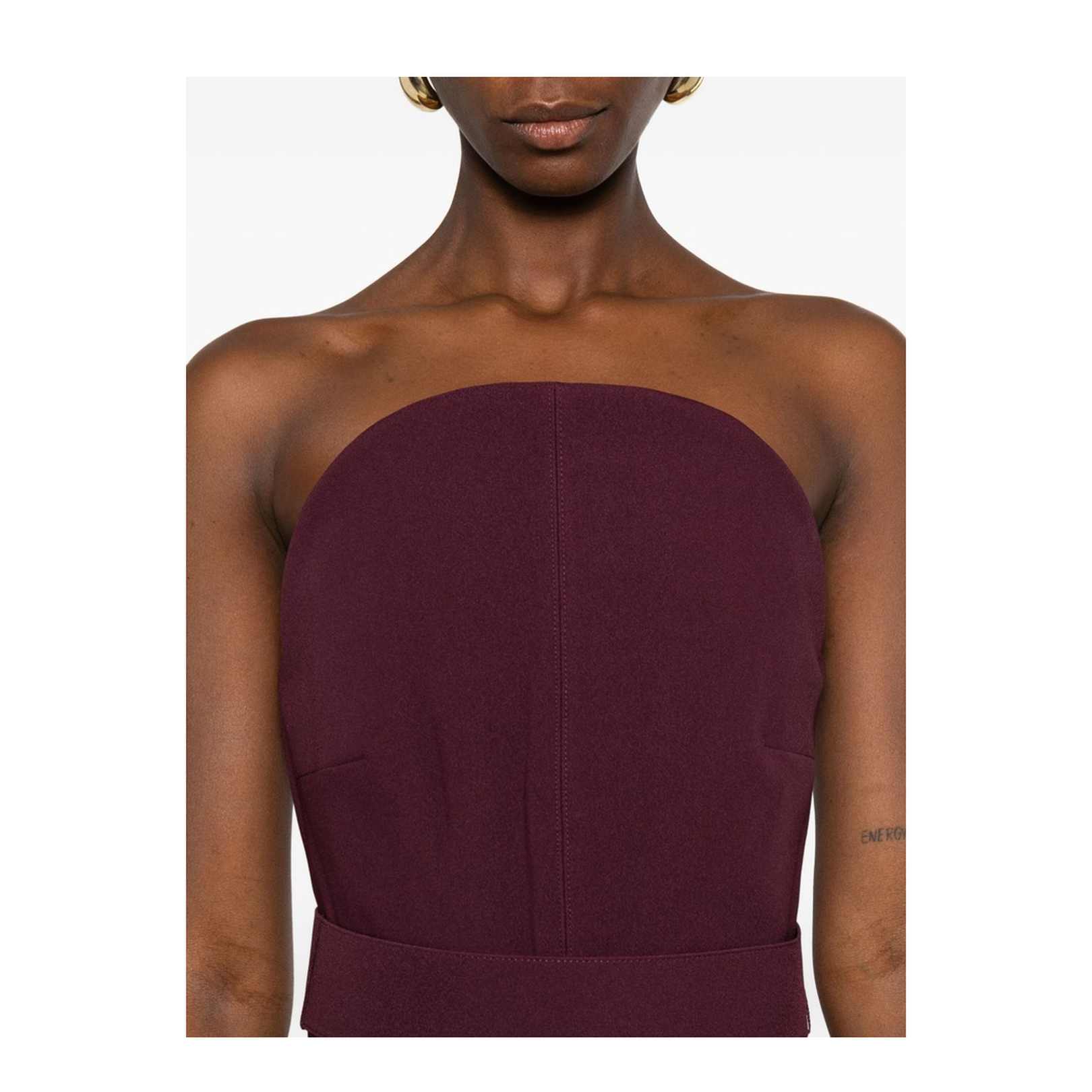 Burgundy Strapless Neckline Straight Skirt - Image 5
