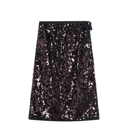 Plum-coloured sequined skirt - Image 1