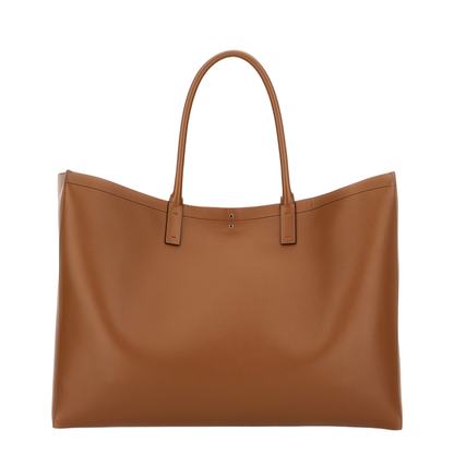Brown Leather VLogo Shopping Bag - Image 3