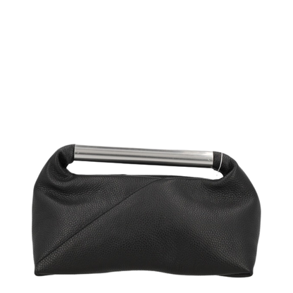 Japanese Jewel Handle Handbag In Grained Calf Leather, Black - Image 1