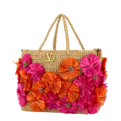 Raffia Tote Bag With Flowers And Beads - Image 2
