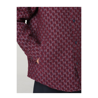 Burgundy Bouclé Padded Shirt - Image 5