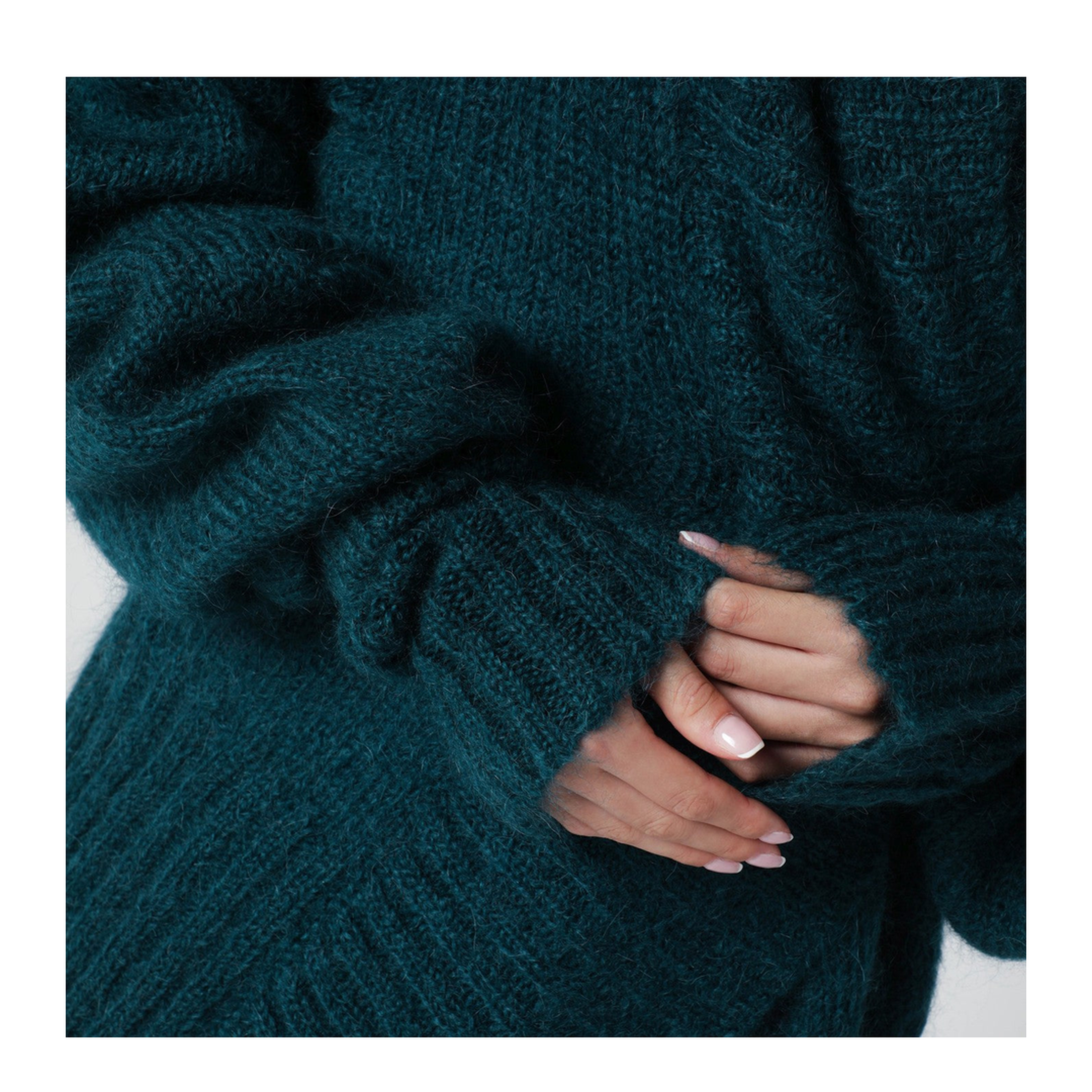 Oversized Petroleum Green Mohair-Blend Sweater - Image 2
