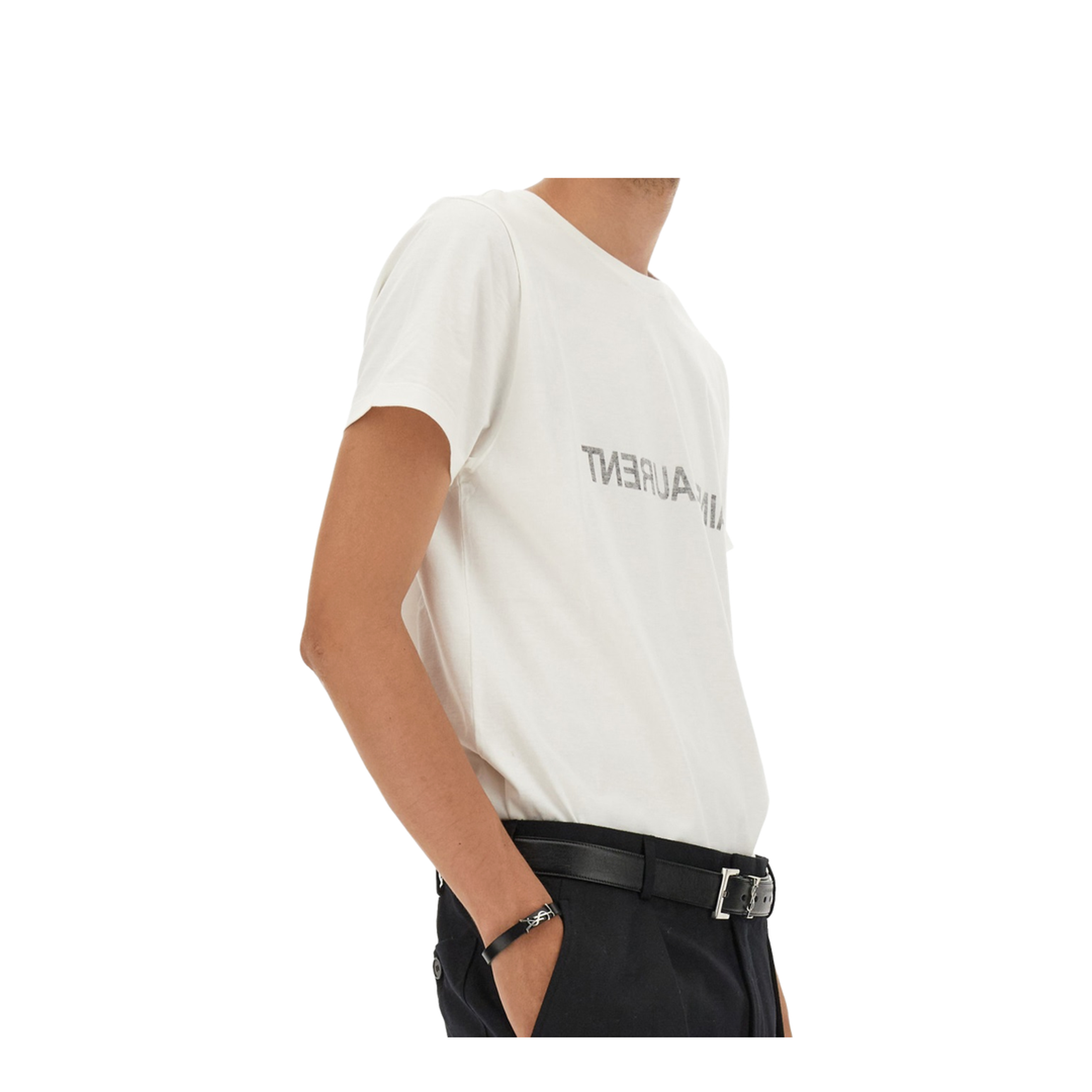 White T-Shirt with Black Logo Pattern - Image 4