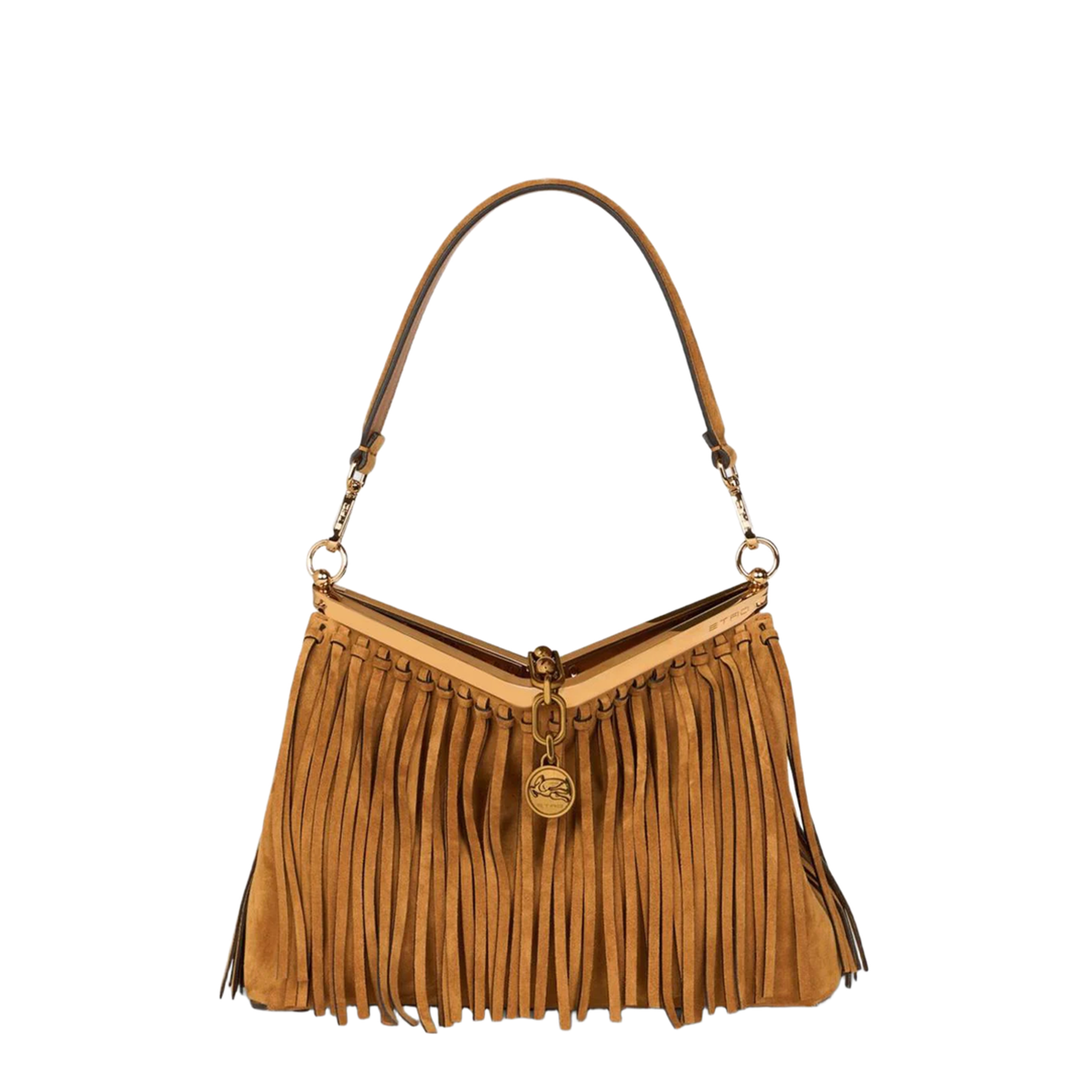 Medium Suede Vela Bag with Fringing - Image 1