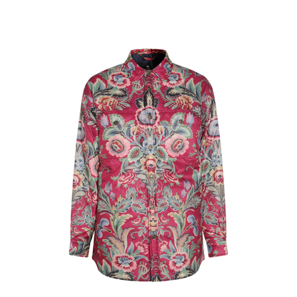 Floral Print Shirt Coat Red - Image 2