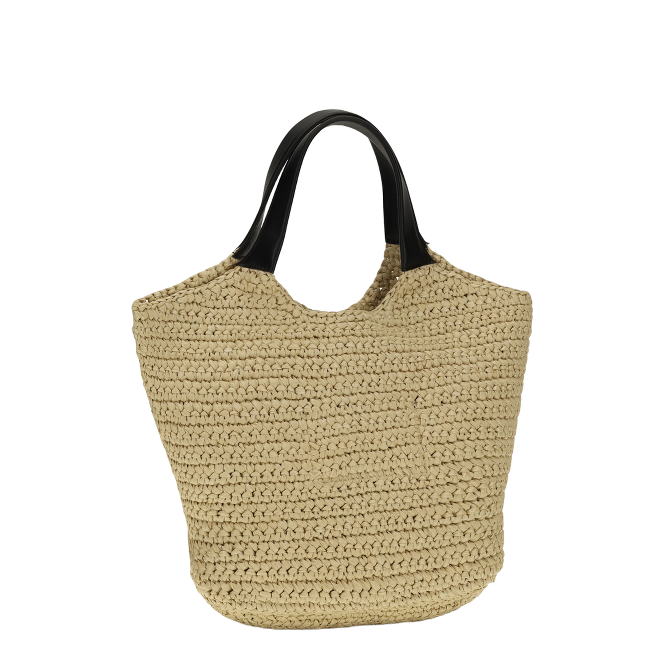 Le Panier Medium Raffia Basket Bag - Natural / Black - Image 3