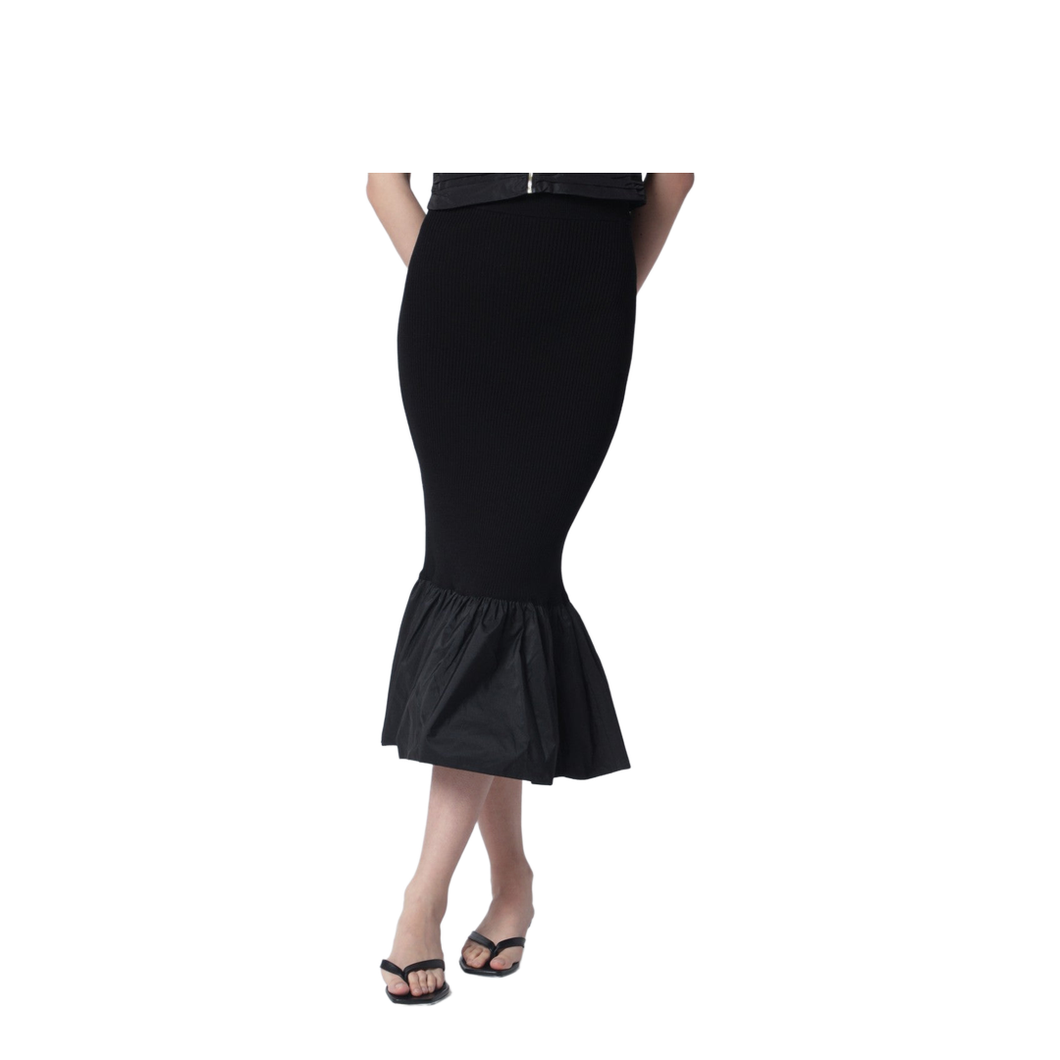 Black Skirt with Faille Ruffle Hem - Image 1