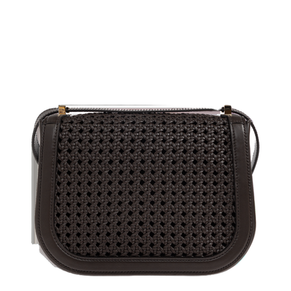 Double Gancini XS Woven Calfskin Crossbody Bag - Testa Di Moro - Image 3