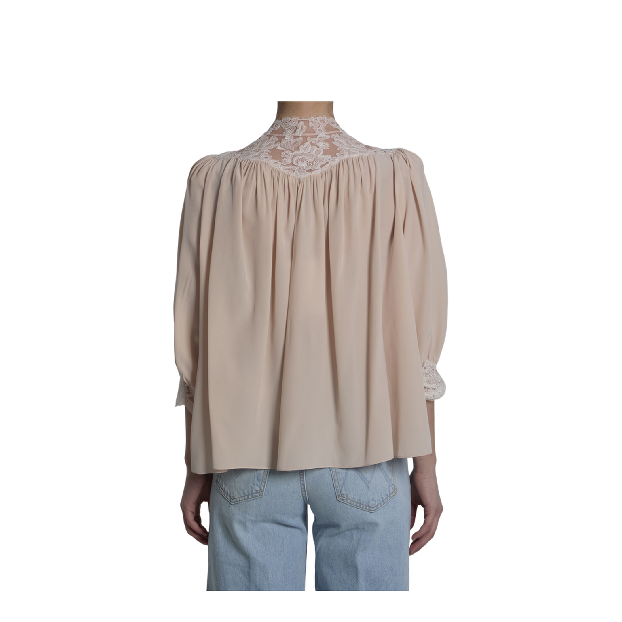 Silk Blouse With Lace Details - Image 4