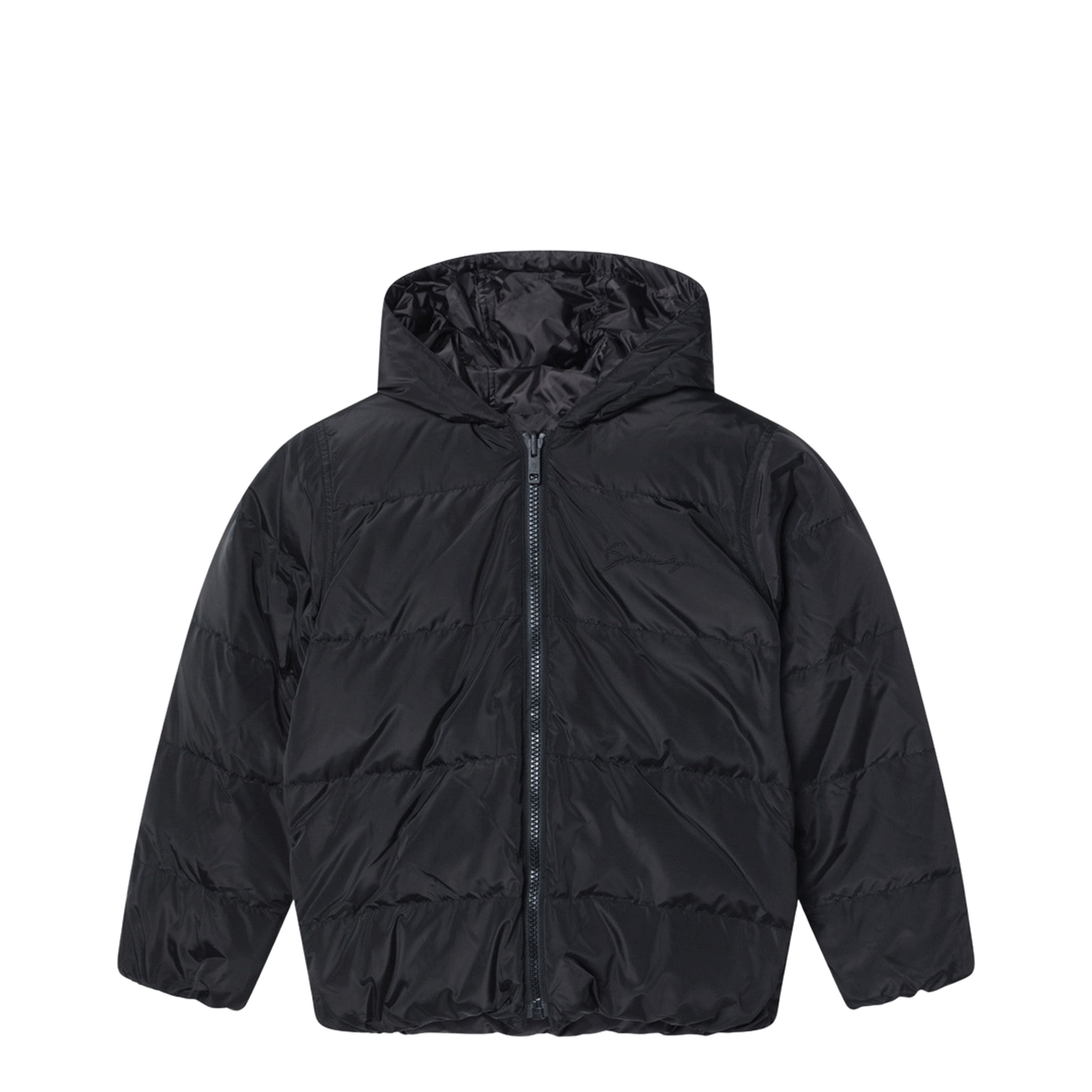 Black Puffer Jacket with G Print - Image 1