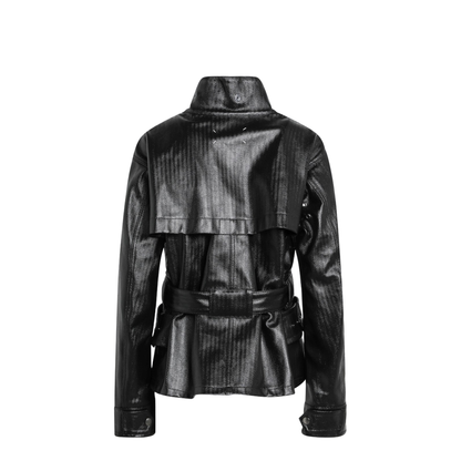 Black Cotton Belted Jacket - Image 2