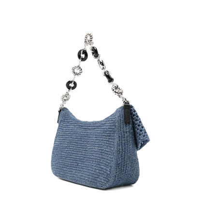 Ola Medium Crochet Shoulder Bag - Denim Blue - Image 4