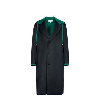 Black Wool And Cashmere Blend Hooded Coat - Image 3