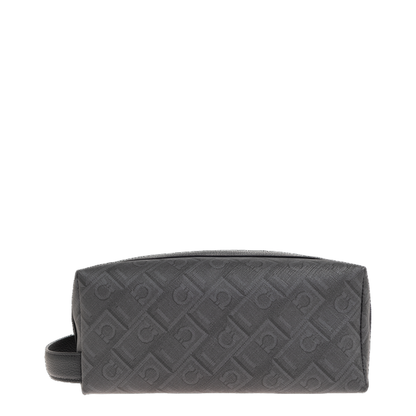 Gancini All-Over Monogram Coated Canvas Wash Bag - Nero Grigio - Image 1