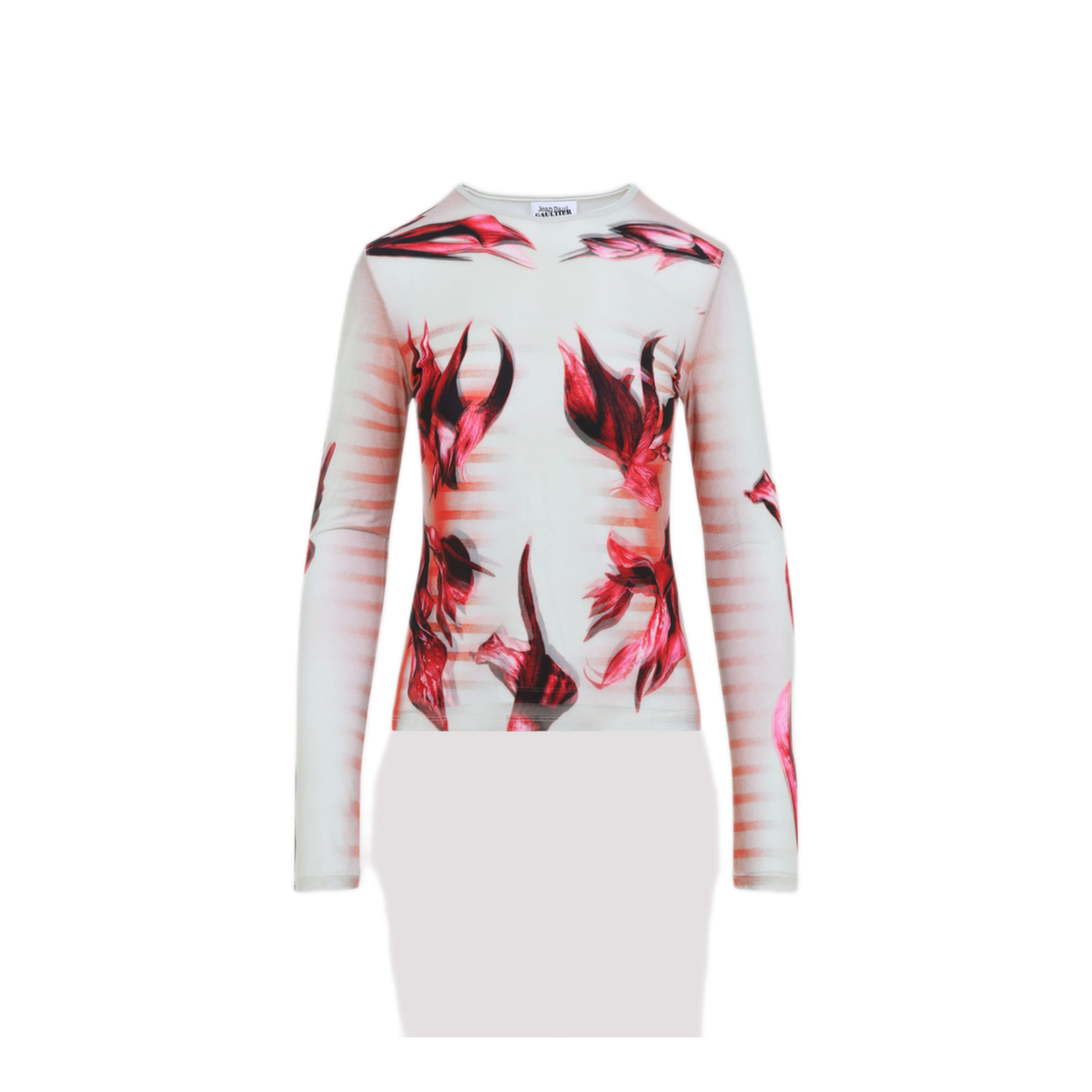 Layered Long Sleeves Top Printed Flower Body Morphing Mariniere - Image 1